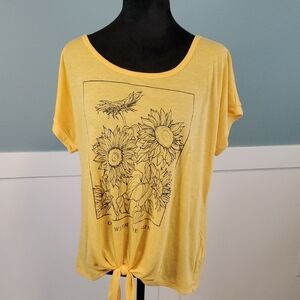 Truself Tie Front Yellow Sunflower Top L
